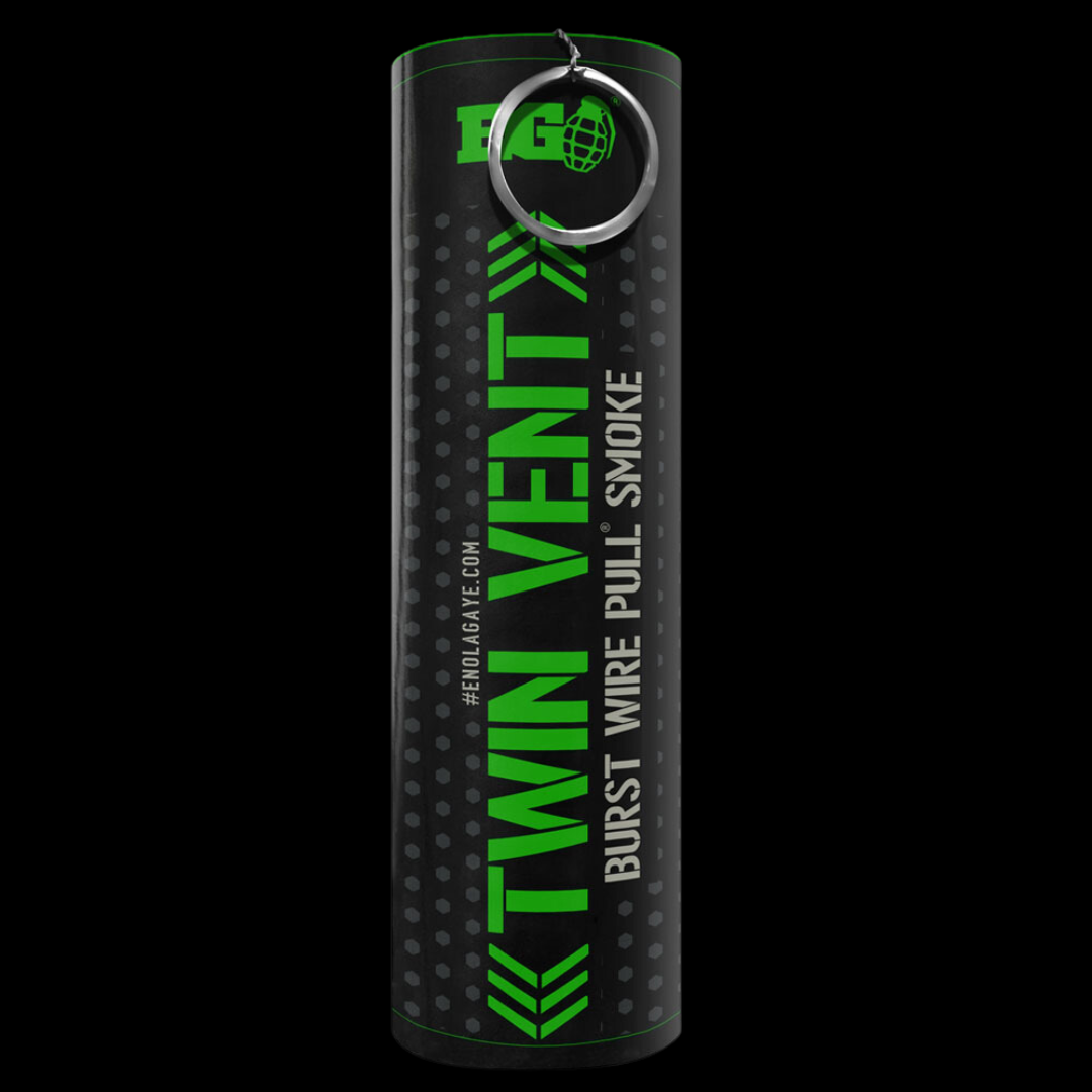 Green 30 Second Twin Vent Smoke Grenade by Enola Gaye - MK Fireworks King