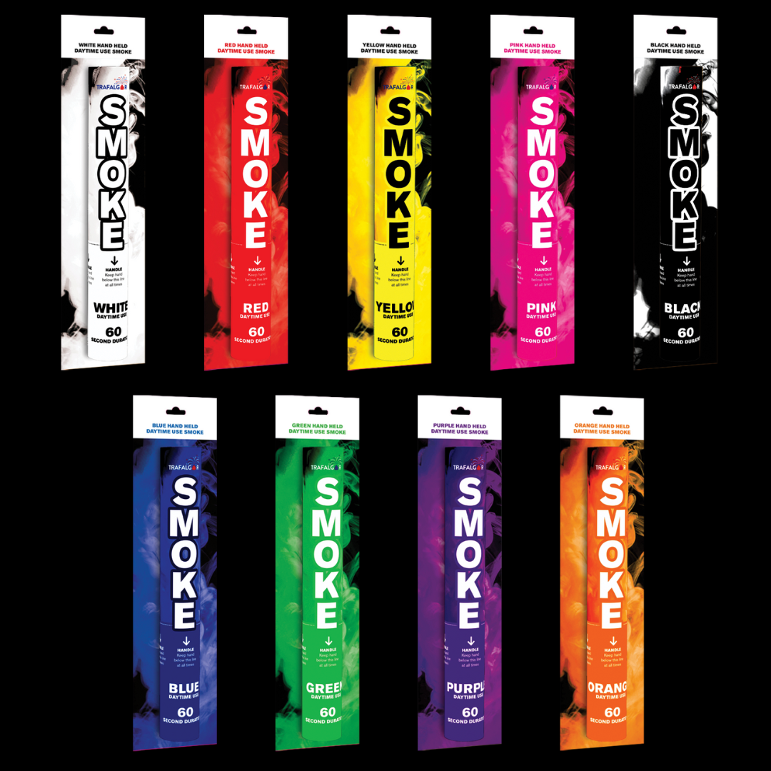 Mixed Pack 60 Second Handheld Smoke Grenades by Trafalgar - MK Fireworks King
