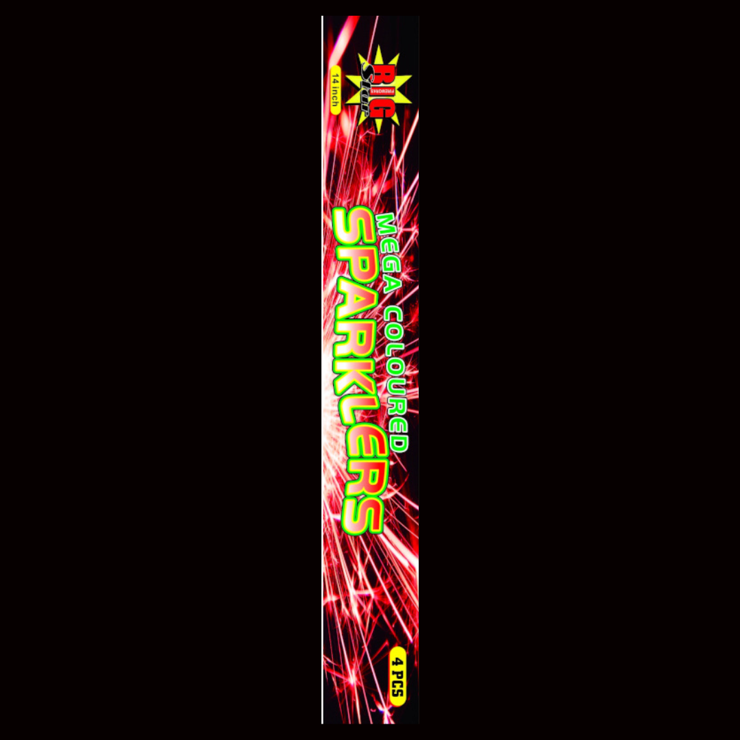 14" Monster Mega Multi Coloured Sparklers (4 Pack) by Big Star Fireworks - Multibuy 6 for £10 - MK Fireworks King