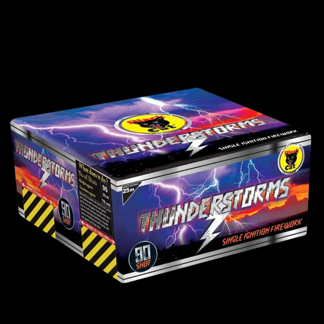 Thunderstorms 90 Shot Cake by Black Cat Fireworks