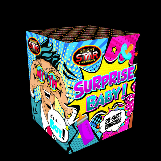 Gender Reveal Blue/Boy 25 Shot Cake by Bright Star Fireworks - MK Fireworks King