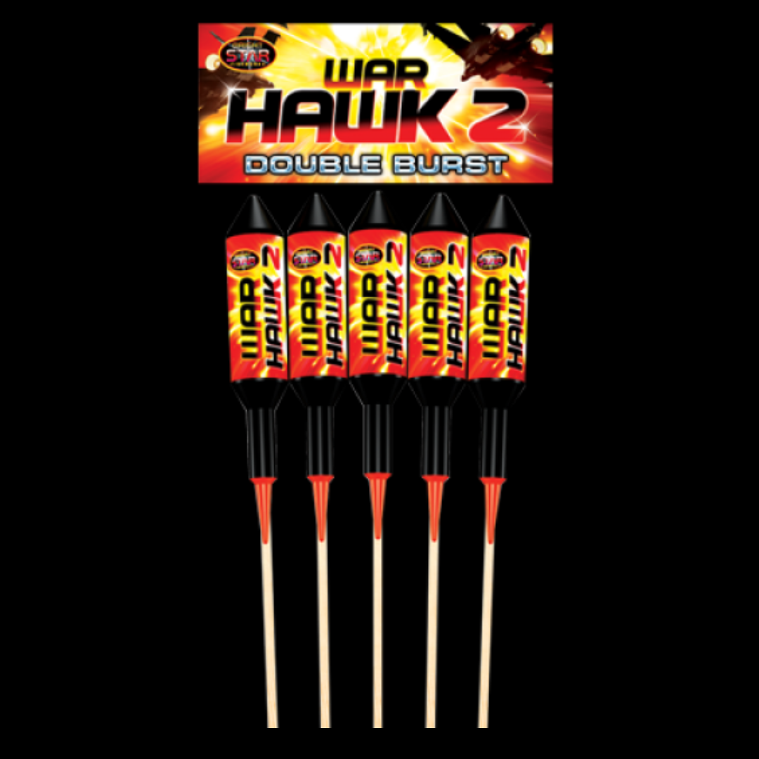 War Hawk 2 Double Burst Rockets (5 Pack) by Bright Star Fireworks (Lou ...