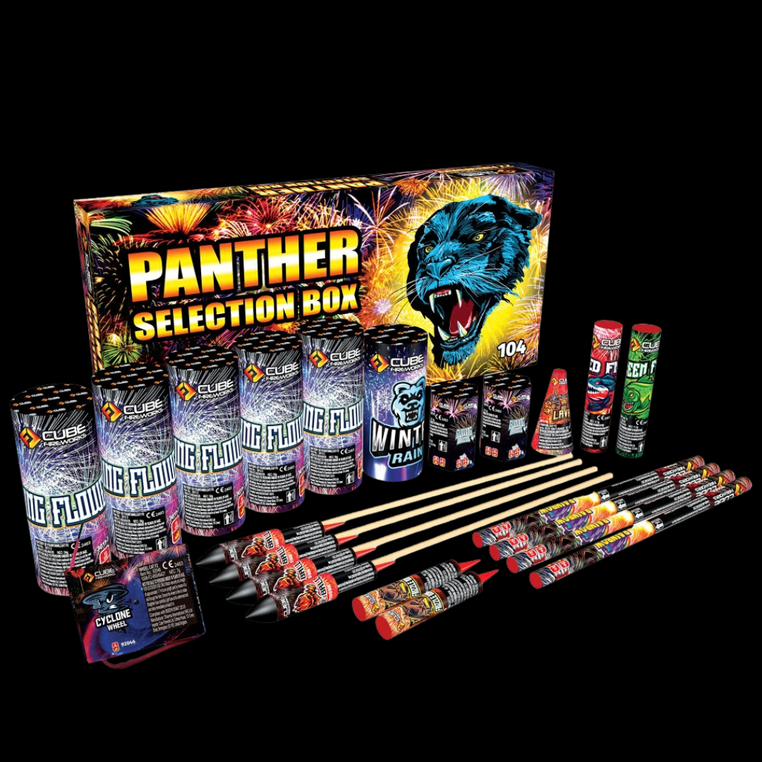 Panther 22 Piece Selection Box by Cube Fireworks