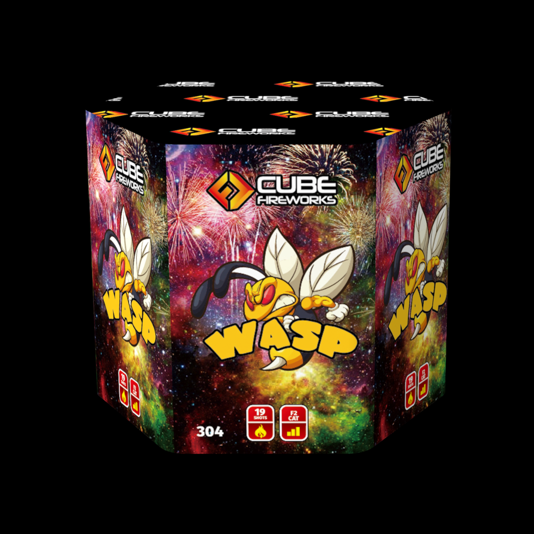 Wasp 19 Shot Crackling Cake by Cube Fireworks - Buy 1 Get 1 Free - MK Fireworks King