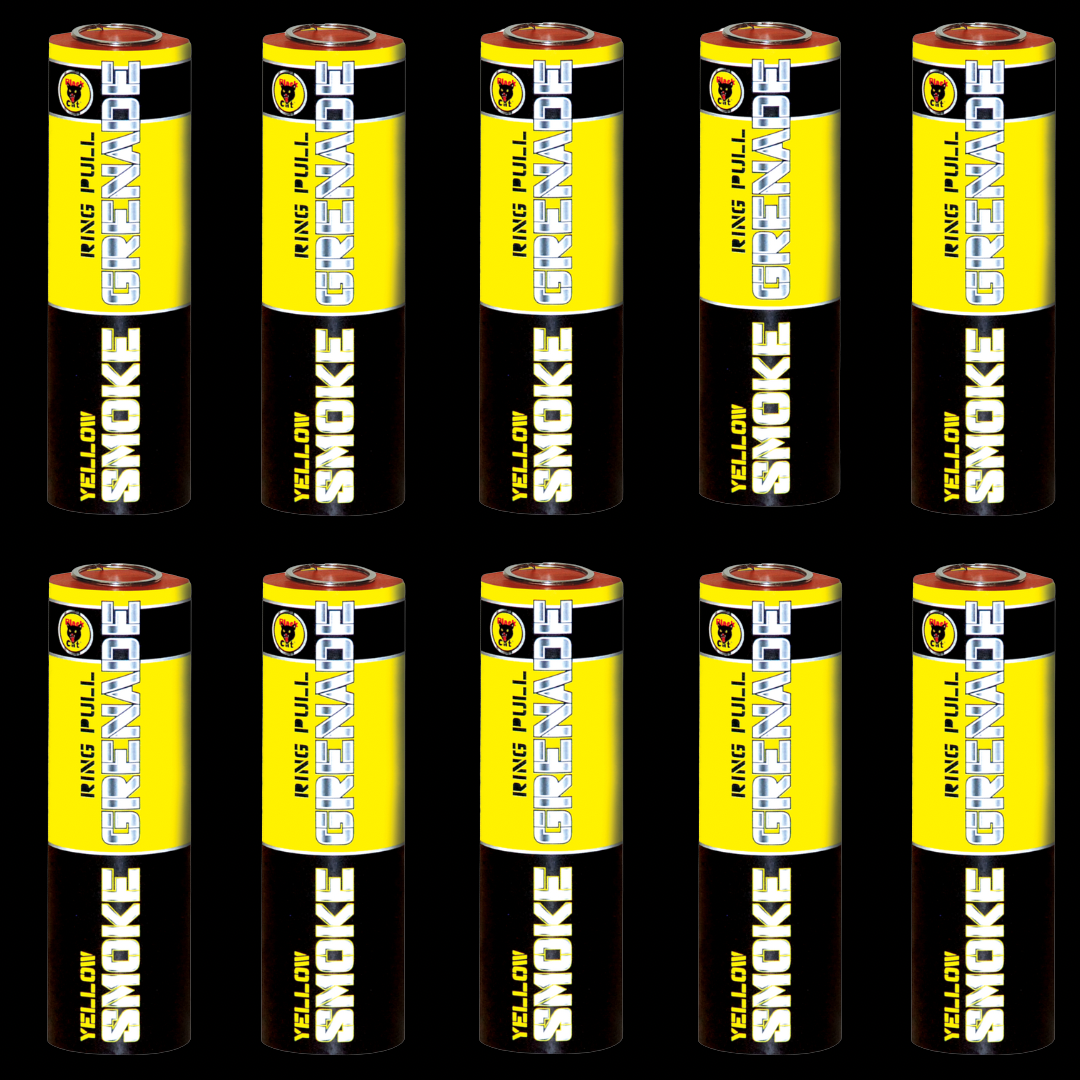 100 x Yellow 90 Second Smoke Grenades by Black Cat Fireworks