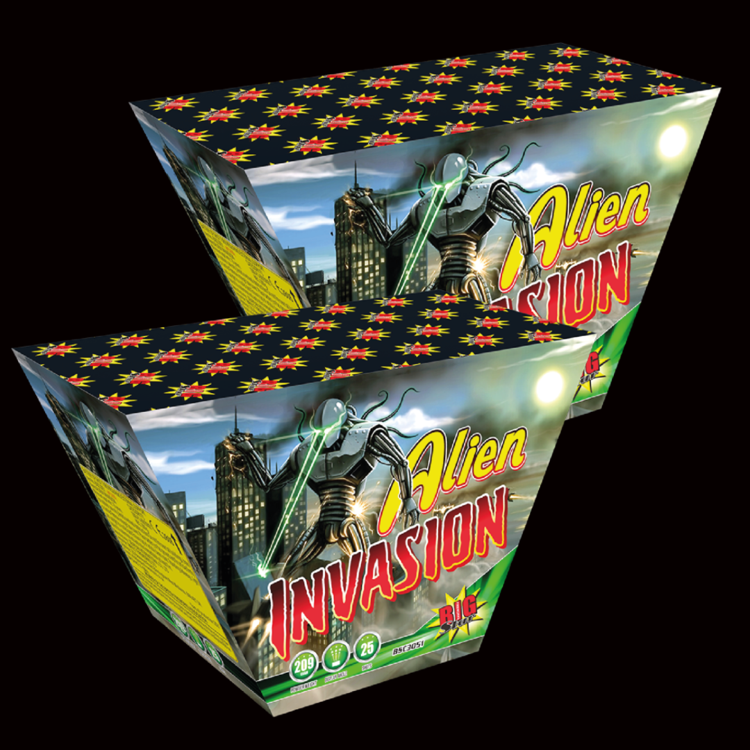 Alien Invasion 25 Shot Cake by Big Star Fireworks - Buy 1 Get 1 Free - MK Fireworks King