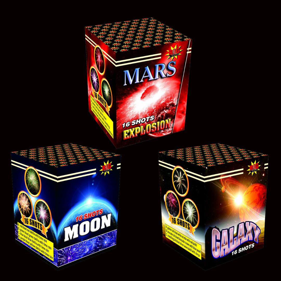 Planets of the Universe 3 Pack 16 Shot Cakes by Big Star Fireworks - MK Fireworks King