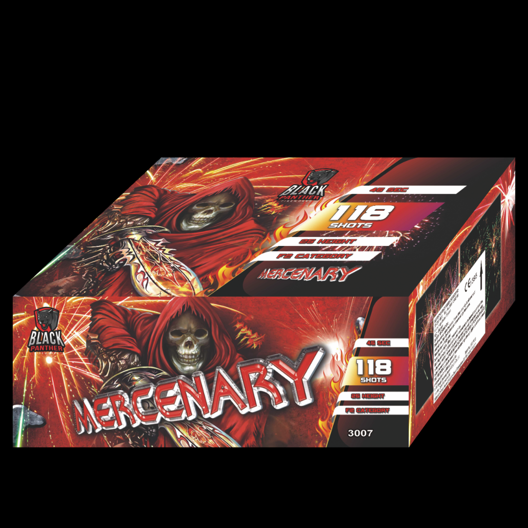 Mercenary 118 Shot Cake by Cube Fireworks (Loud) - Multibuy 2 for £140 - MK Fireworks King