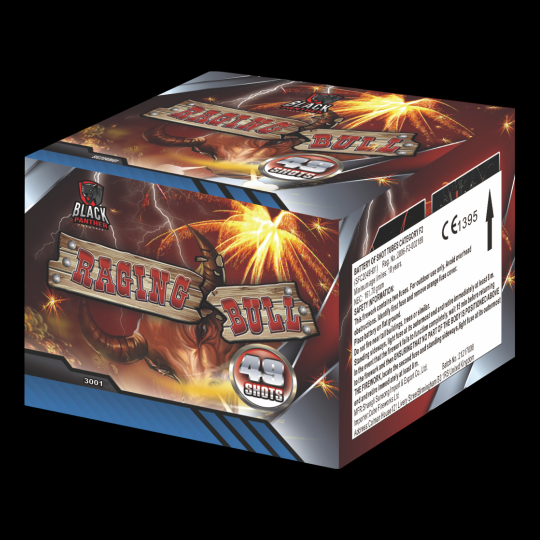 Raging Bull 49 Shot Cake by Cube Fireworks (Loud) Multibuy 2 for £50 - MK Fireworks King