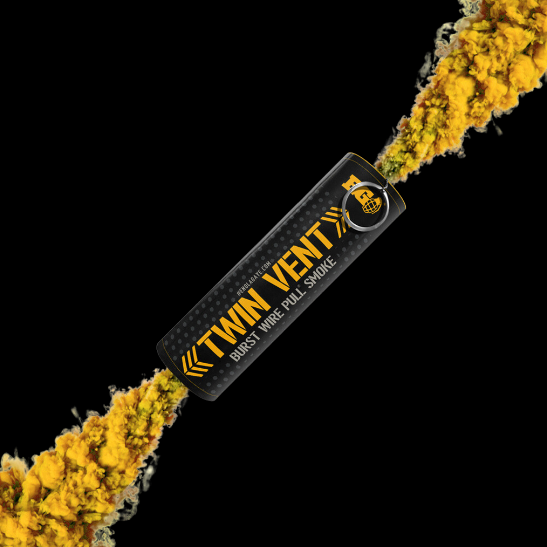 Yellow 30 Second Twin Vent Smoke Grenade by Enola Gaye - MK Fireworks King