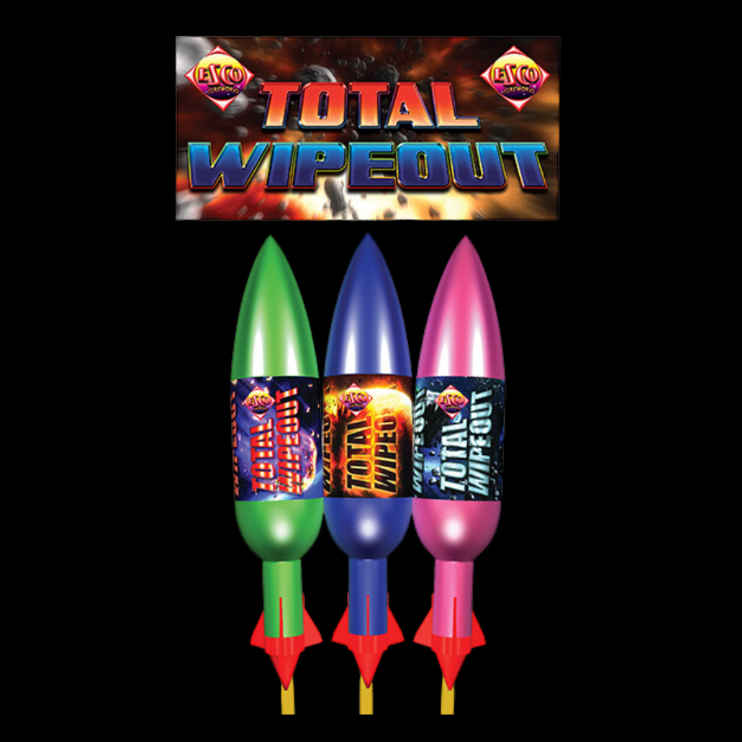 Large Fireworks Rockets 5ft Large Total Wipeout Rockets (3 Pack) by Bright Star Fireworks (Lou ...