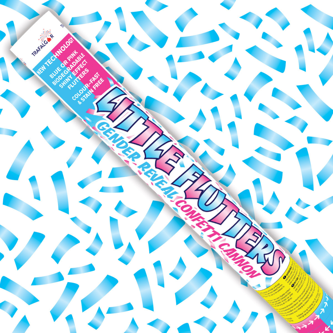 Little Flutters 50cm Gender Reveal Boy/Blue Confetti Cannon by Trafalgar - MK Fireworks King