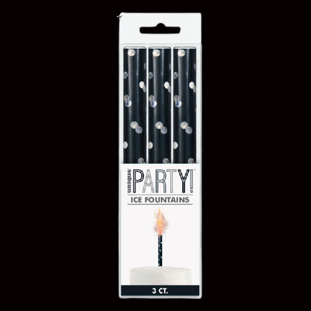 72 packets - Black 15cm Ice Fountain Sparklers (3 Pack) by Unique Party - MK Fireworks King