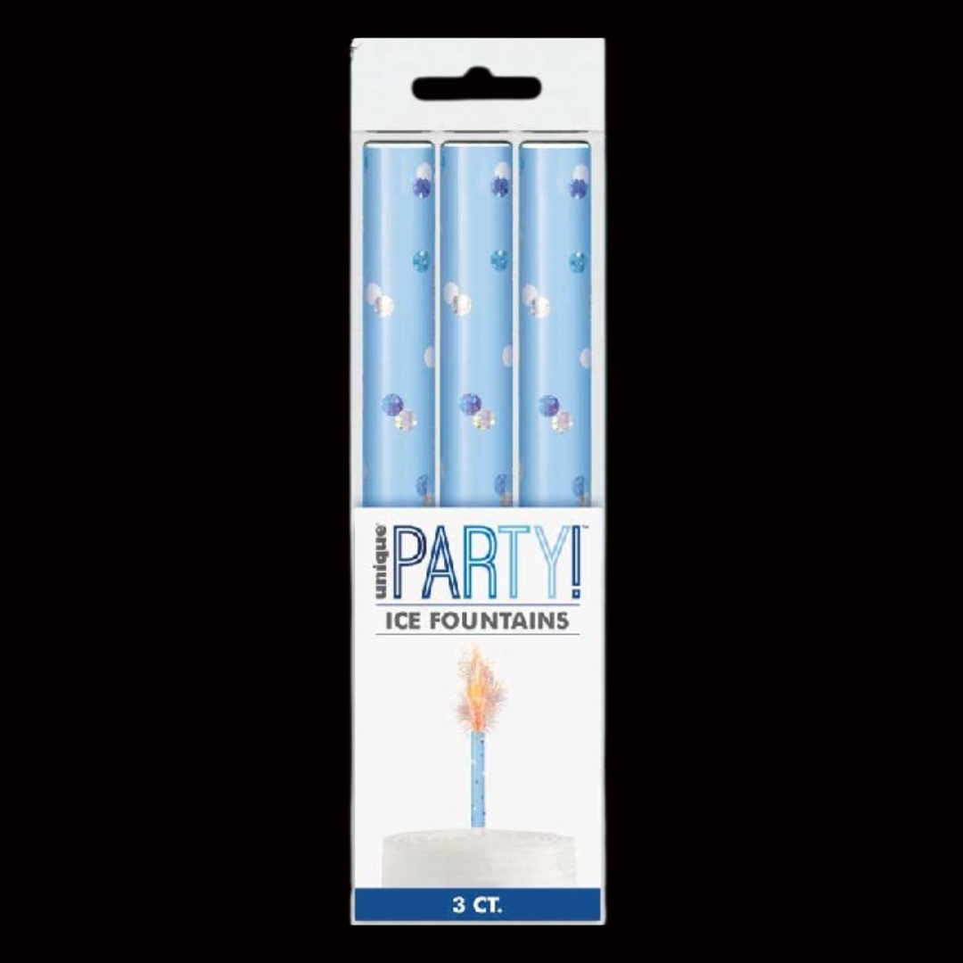 72 packets - Blue 15cm Ice Fountain Sparklers (3 Pack) by Unique Party - MK Fireworks King