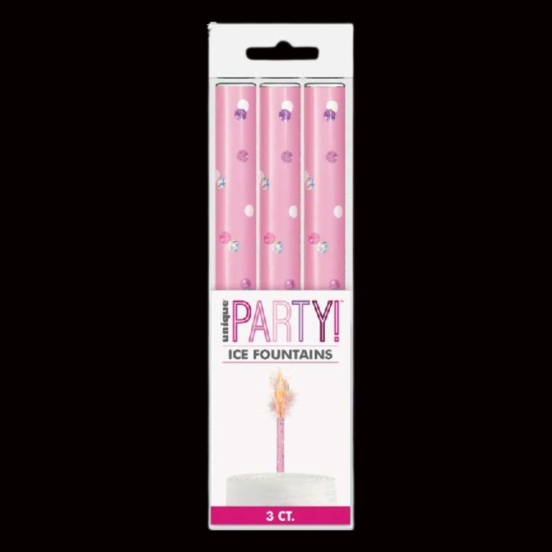 15cm Ice Fountain Sparklers Baby Pink (3 Pack) by Unique Party - MK Fireworks King