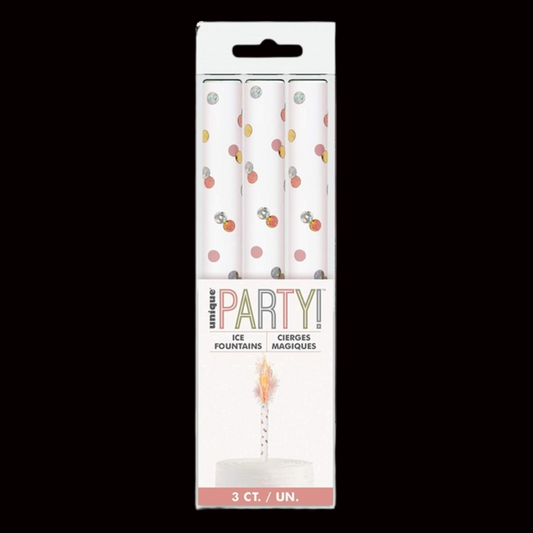 15cm Ice Fountain Sparklers Rose Gold (3 Pack) by Unique Party - MK Fireworks King
