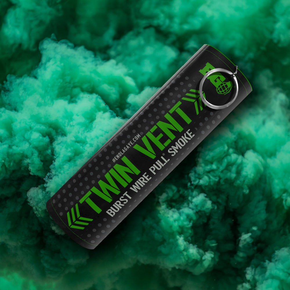 Green 30 Second Twin Vent Smoke Grenade by Enola Gaye - MK Fireworks King